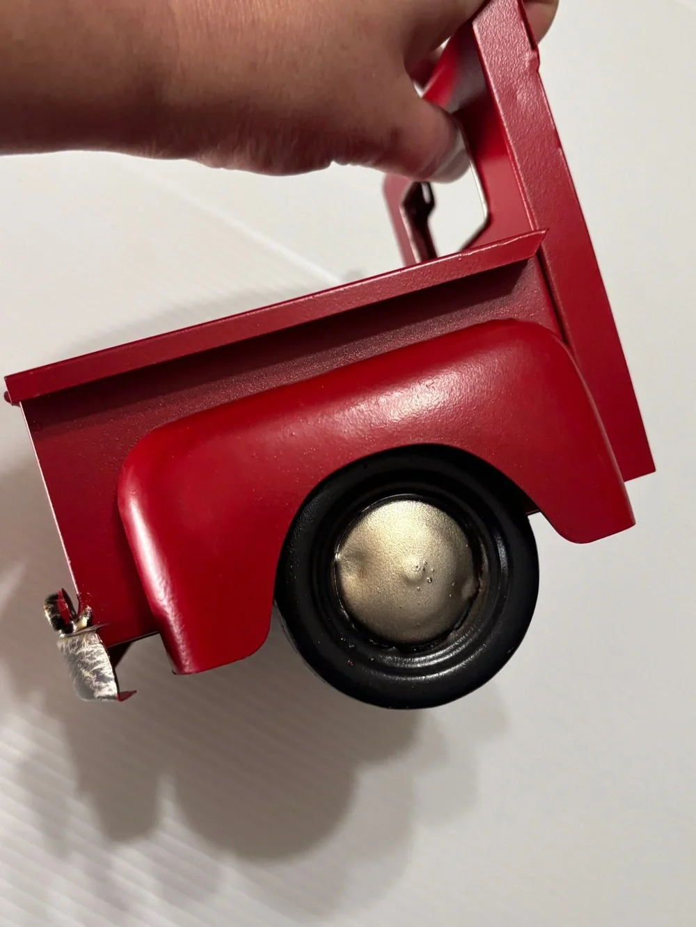 wall-mounted rustic red metal truck decor shelf